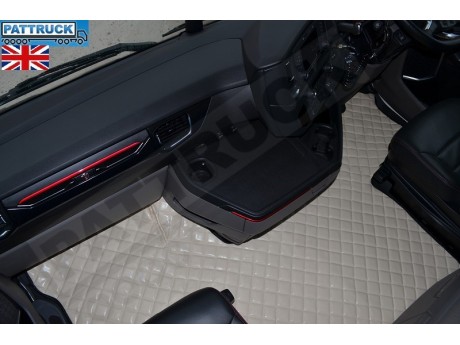 TRUCK ECO LEATHER FLOOR MAT -RED  FIT SCANIA S New Generation  [ 2017+ ] FLIP PASSENGER SEAT