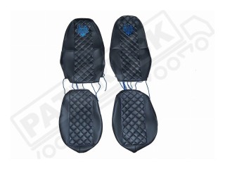 TRUCK ECO LEATHER   SEAT COVERS   COMPATIBLE WITH VOLVO FH4 2013+ BLACK WITH RED STITCHES
