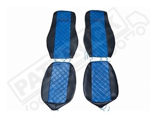 TRUCK ECO LEATHER SEAT COVERS FIT DAF XF 106 / CF EURO 6 PAIR OF BLACK AND BLUE