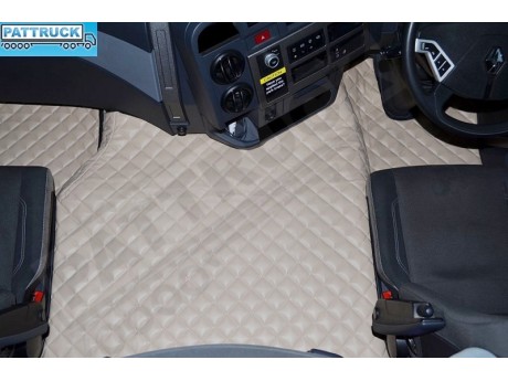 TRUCK ECO LEATHER FLOOR SET-BEIGE FIT RENAULT T RANGE WITH ENGINE HUMP