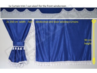 TRUCK SIDE CURTAINS - BLUE AND WHITE TASSELS  FIT MERCEDES,MAN,DAF,VOLVO,SCANIA,IVECO,RENAULT