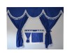 TRUCK CURTAINS FULL SET - BLUE WITH WHITE TASSELS  FIT  DAF SCANIA VOLVO MAN MERCEDES IVECO RENAULT