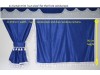 TRUCK CURTAINS FULL SET - BLUE WITH WHITE TASSELS  FIT  DAF SCANIA VOLVO MAN MERCEDES IVECO RENAULT