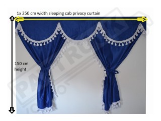 TRUCK CURTAINS FULL SET - BLUE WITH WHITE TASSELS  FIT  DAF SCANIA VOLVO MAN MERCEDES IVECO RENAULT