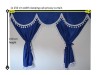 TRUCK CURTAINS FULL SET - BLUE WITH WHITE TASSELS  FIT  DAF SCANIA VOLVO MAN MERCEDES IVECO RENAULT
