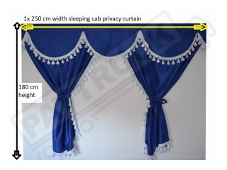 TRUCK CURTAINS FULL SET- BLUE WITH RED TASSELS FIT DAF SUPER SPACE CAB