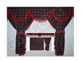 TARTAN TRUCK CURTAINS FULL SET ROYAL BLUE& BLACK- IVECO