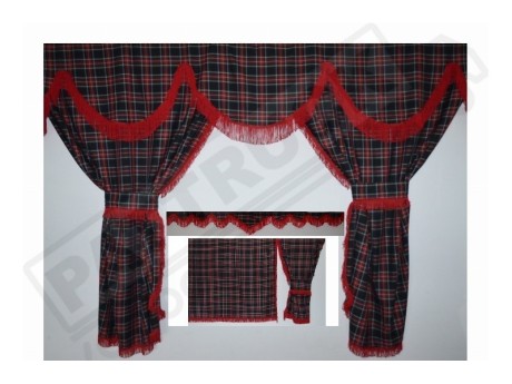 TARTAN TRUCK CURTAINS FULL SET ROYAL BLUE& BLACK- IVECO