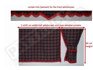 TARTAN TRUCK CURTAINS FULL SET ROYAL BLUE& BLACK- IVECO