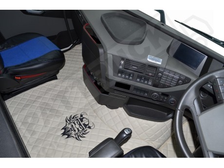 TRUCK ECO LEATHER FLOOR SET-BLACK, COMPATIBLE WITH VOLVO FH4  2013+AUTOMATIC- TWIN AIR SEATS