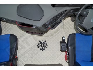 TRUCK ECO LEATHER FLOOR SET-BLACK, COMPATIBLE WITH VOLVO FH4  2013+AUTOMATIC- TWIN AIR SEATS