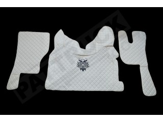 TRUCK ECO LEATHER FLOOR SET-BEIGE WITH BLACK VIKING LOGO FIT WITH VOLVO FH4  2013+  [ TWIN AIR SEATS]