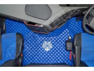 TRUCK ECO LEATHER FLOOR SET-BEIGE WITH BLACK VIKING LOGO FIT  VOLVO FH4  2013+  [ TWIN AIR SEATS]