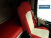 TRUCK ECO LEATHER SEAT COVERS FIT MERCEDES ACTROS MP4   PAIR OF RED AND BLUE