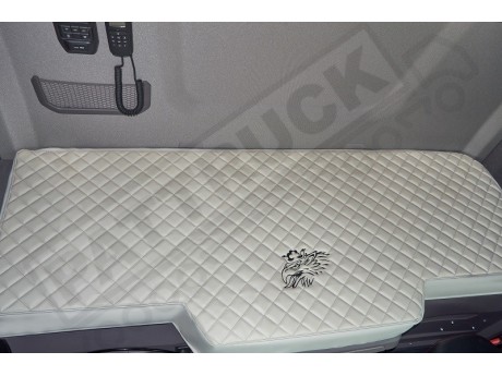 TRUCK BED COVER FIT SCANIA R & S 2017+ [NEW GENERATION] ECO LEATHER BLACK-BLUE  STITCHES