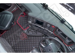 ECO LEATHER FLOOR MAT -BLACK  FIT SCANIA S New Generation  [ 2017+ ] SWIVEL/AIR  PASSENGER SEAT