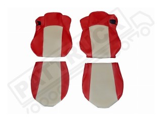 TRUCK ECO LEATHER SEAT COVERS FIT MERCEDES ACTROS MP4   PAIR OF RED AND BLUE