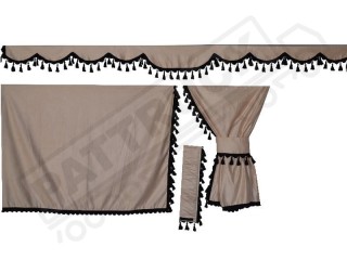 TRUCK SIDE CURTAINS - BLACK AND RED TASSELS  FIT MERCEDES,MAN,DAF,VOLVO,SCANIA,IVECO,RENAULT