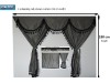 TRUCK CURTAINS FULL SET- GREY WITH BLACK TASSELS FIT DAF SUPER SPACE CAB