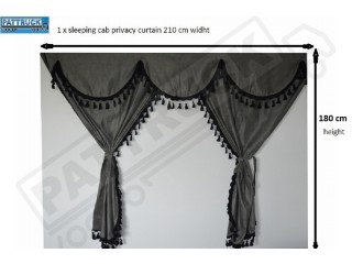 TRUCK CURTAINS FULL SET- GREY WITH BLACK TASSELS FIT DAF SUPER SPACE CAB