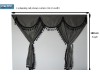 TRUCK CURTAINS  FULL SET- GREY WITH BLACK TASSELS FIT SCANIA TOPLINE