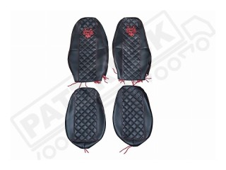 TRUCK  SEAT COVERS  COMPATIBLE WITH VOLVO FH4 2013+  ( ECO LEATHER) BLACK WITH RED  STITCHES