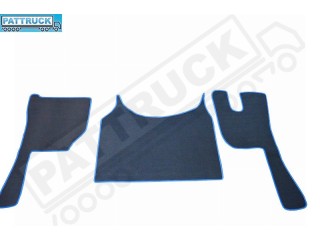 VELOUR FLOOR MATS SET-BLACK WITH BLUE TRIM COMPATIBLE WITH VOLVO FH4 [TWIN AIR SEATS]