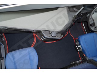 VELOUR FLOOR MATS SET-BLACK WITH RED TRIM COMPATIBLE WITH VOLVO FH4 [TWIN AIR SEATS]