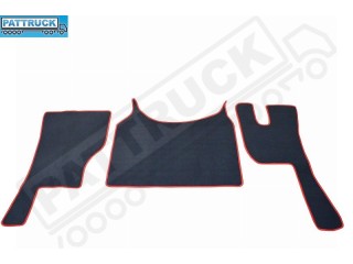 VELOUR FLOOR MATS SET-BLACK WITH RED TRIM COMPATIBLE WITH VOLVO FH4 [TWIN AIR SEATS]