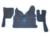 TRUCK ECO LEATHER FLOOR SET-BLACK WITH BLUE VIKING LOGO FIT VOLVO FH4  2013+[ AUTOMATIC ]- TWIN AIR SEATS