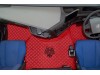 TRUCK ECO LEATHER FLOOR SET-RED WITH BLACK VIKING LOGO FIT  VOLVO FH4  2013+  [ FOLDING PASSENGER SEAT]
