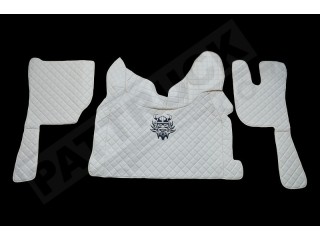 TRUCK ECO LEATHER FLOOR SET-BEIGE WITH BLACK VIKING LOGO FIT  VOLVO FH4  2013+  [ TWIN AIR SEATS]