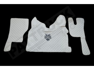 TRUCK ECO LEATHER FLOOR SET-BEIGE WITH BLACK VIKING LOGO FIT  VOLVO FH4  2013+  [ FOLDING PASSENGER SEAT]