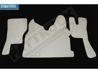 ECO LEATHER FLOOR MATS SET -BEIGE, COMPATIBLE WITH VOLVO FH5 2021+AUTOMATIC-FOLDING PASSENGER SEAT