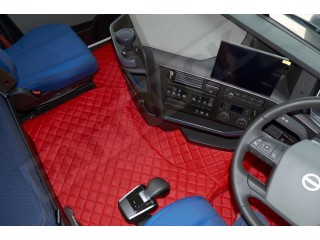 TRUCK ECO LEATHER FLOOR SET- COMPATIBLE WITH VOLVO FH 4 2013+[TWIN AIR SEATS] RED