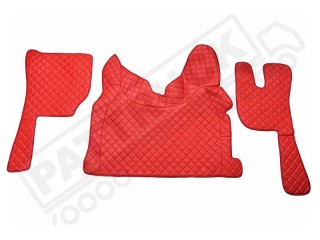 TRUCK ECO LEATHER FLOOR SET- COMPATIBLE WITH VOLVO FH 4 2013+[TWIN AIR SEATS] RED
