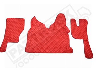 TRUCK ECO LEATHER FLOOR SET-RED ,COMPATIBLE WITH VOLVO FH 2013+AUTOMATIC-FOLDING PASSENGER SEAT