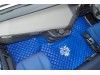 TRUCK ECO LEATHER FLOOR SET-BLUE WITH WHITE  VIKING LOGO FIT  VOLVO FH4  2013+  [ FOLDING PASSENGER SEAT]