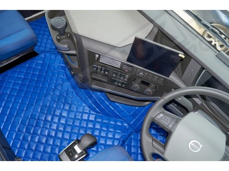 TRUCK ECO LEATHER FLOOR SET- COMPATIBLE WITH VOLVO FH 5 2021+[TWIN AIR SEATS] BLUE