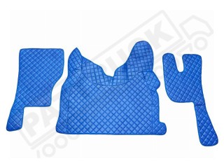 TRUCK ECO LEATHER FLOOR SET-BLUE, COMPATIBLE WITH VOLVO FH4 2013+AUTOMATIC-FOLDING PASSENGER SEAT