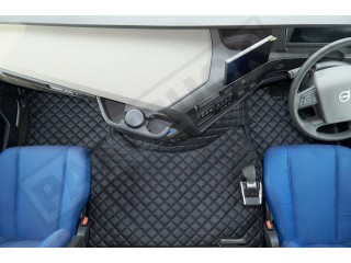 TRUCK ECO LEATHER FLOOR SET- COMPATIBLE WITH VOLVO FH 4 2013+[TWIN AIR SEATS] BLACK