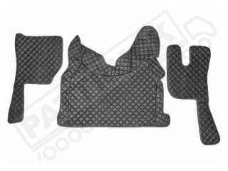 TRUCK ECO LEATHER FLOOR SET- COMPATIBLE WITH VOLVO FH 4 2013+[TWIN AIR SEATS] BLACK