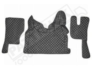 TRUCK ECO LEATHER FLOOR SET-BLACK, COMPATIBLE WITH VOLVO FH 2013+AUTOMATIC-FOLDING PASSENGER SEAT