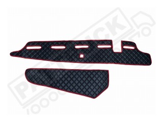 TRUCK ECO LEATHER DASH MAT WITH SPACE FOR SENSOR FIT VOLVO FH4 2013+ [ BLACK -RED TRIM] ]