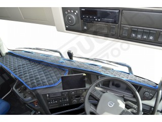 TRUCK ECO LEATHER DASH MAT WITH SPACE FOR SENSOR FIT VOLVO FH5 2021+ [ BLACK -RED TRIM] ]