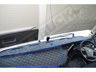 TRUCK ECO LEATHER DASH MAT WITH SPACE FOR SENSOR FIT VOLVO FH5 2021+ [ BLACK -RED TRIM] ]