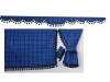TARTAN TRUCK SIDE CURTAINS  ROYAL BLUE & WITH WHITE TASSELS -MERCEDES,MAN,DAF,VOLVO,SCANIA,IVECO,RENAULT