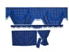 TARTAN TRUCK CURTAINS FULL SET ROYAL BLUE& BLACK- MERCEDES