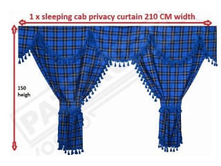 TARTAN TRUCK CURTAINS FULL SET ROYAL BLUE& BLACK- MERCEDES