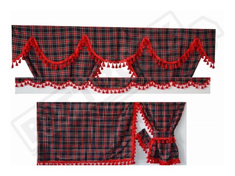 TARTAN TRUCK CURTAINS FULL SET ROYAL BLUE& BLACK- IVECO